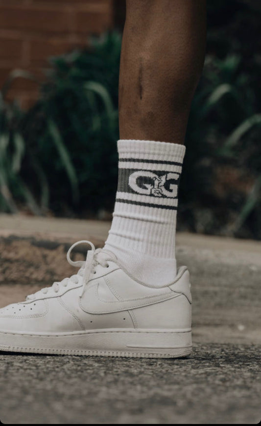 White & Gray Signature Logo Socks