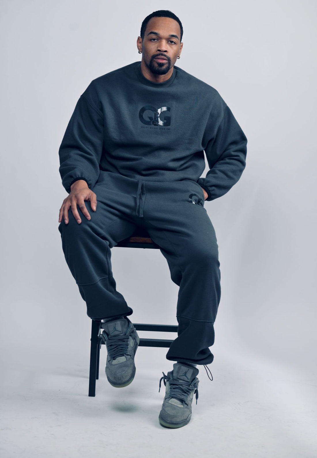 Charcoal & Black Signature Relaxed Crew Set