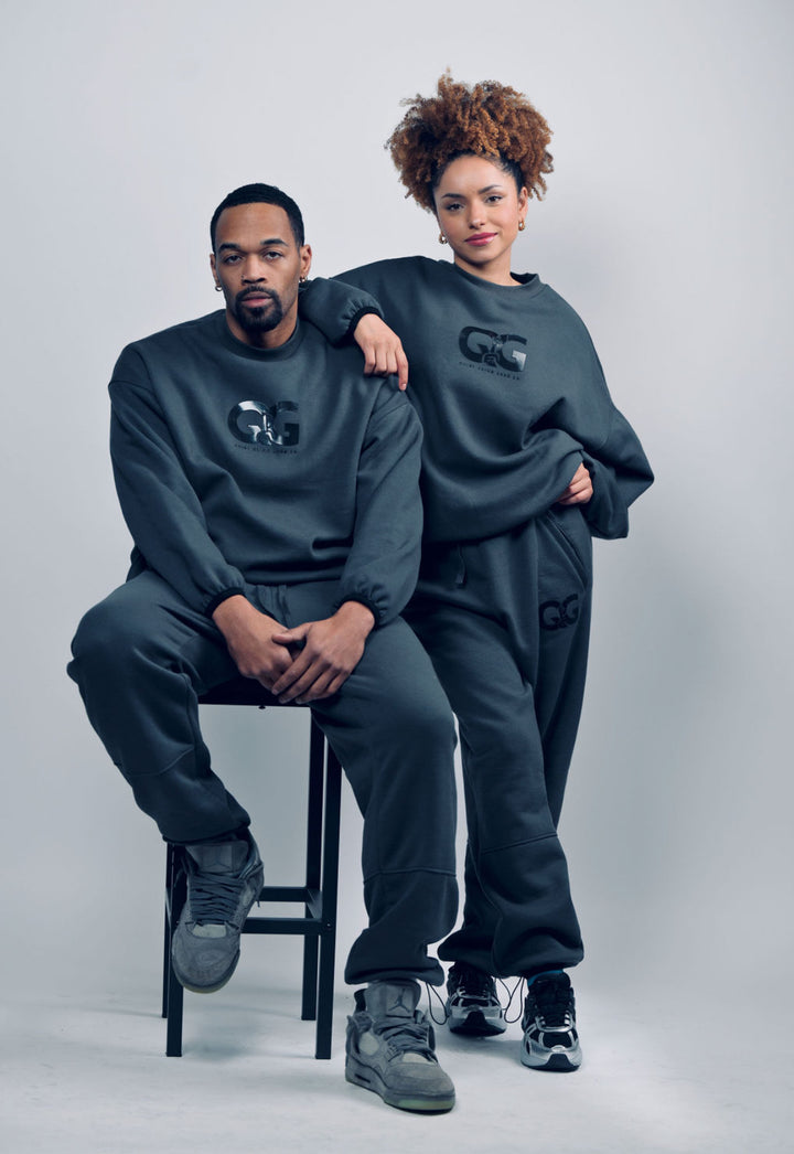 Charcoal & Black Signature Relaxed Crew Set