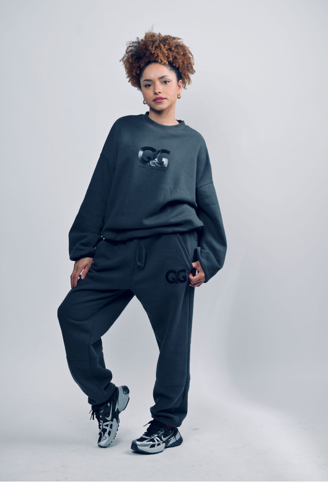 Charcoal & Black Signature Relaxed Crew Set